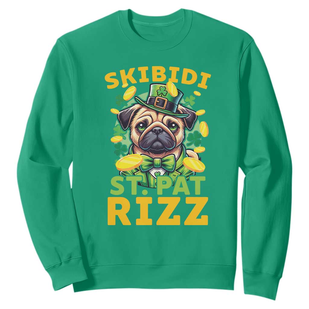 Funny St. Patrick's Day Sweatshirt Skibidi St. Patrizz Cute Dog Leprechaun TS09 Irish Green Print Your Wear