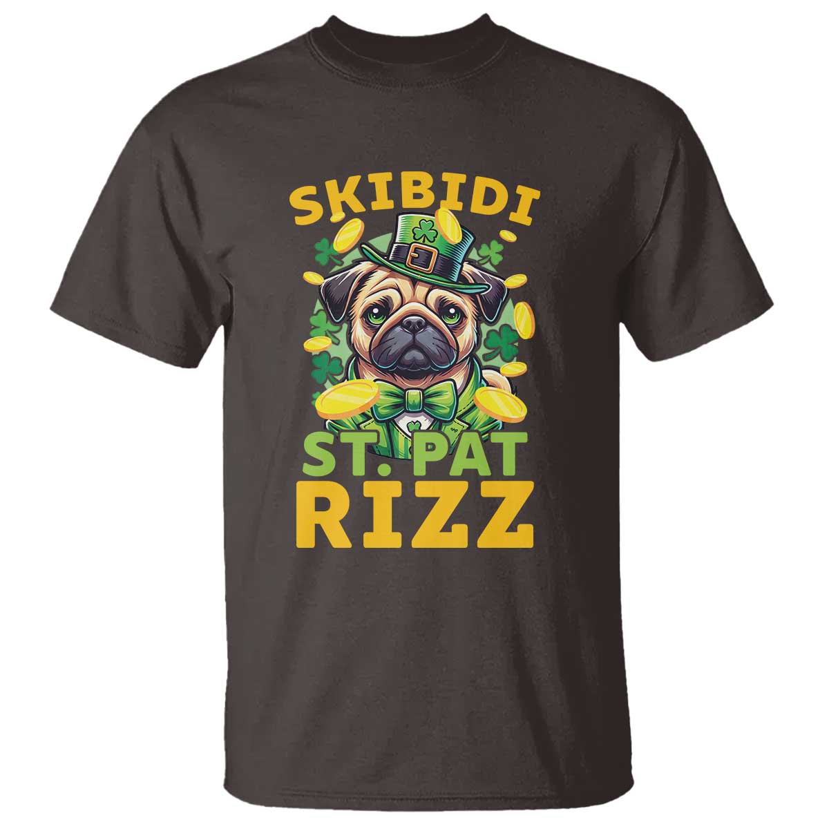 Funny St. Patrick's Day T Shirt Skibidi St. Patrizz Cute Dog Leprechaun TS09 Dark Chocolate Print Your Wear