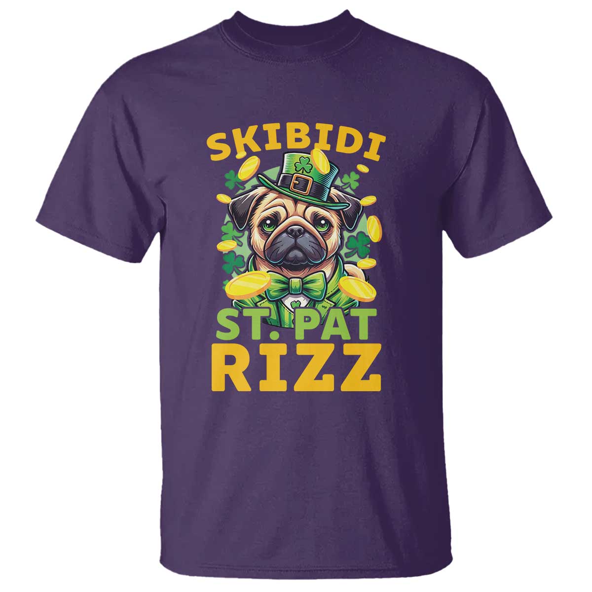 Funny St. Patrick's Day T Shirt Skibidi St. Patrizz Cute Dog Leprechaun TS09 Purple Print Your Wear
