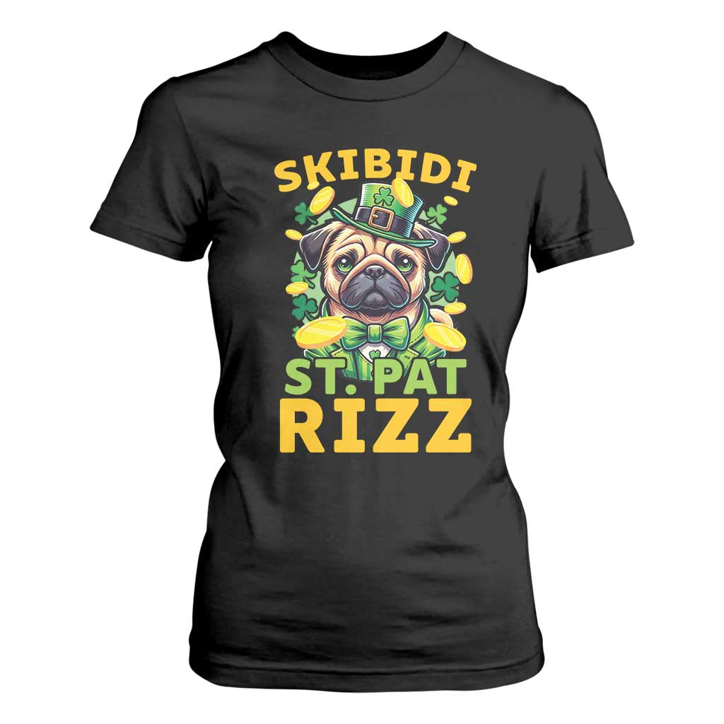Funny St. Patrick's Day T Shirt For Women Skibidi St. Patrizz Cute Dog Leprechaun TS09 Black Print Your Wear