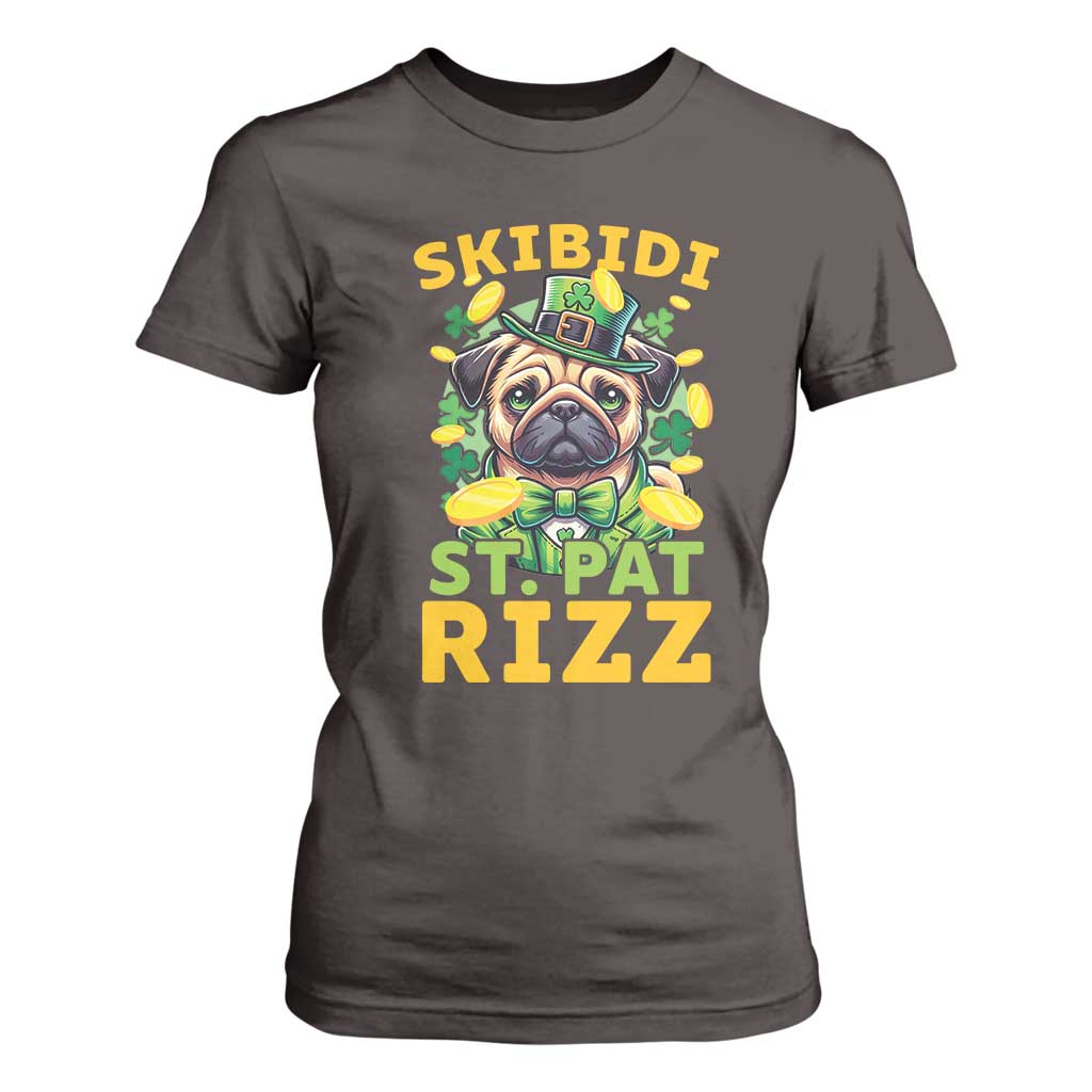 Funny St. Patrick's Day T Shirt For Women Skibidi St. Patrizz Cute Dog Leprechaun TS09 Dark Chocolate Print Your Wear