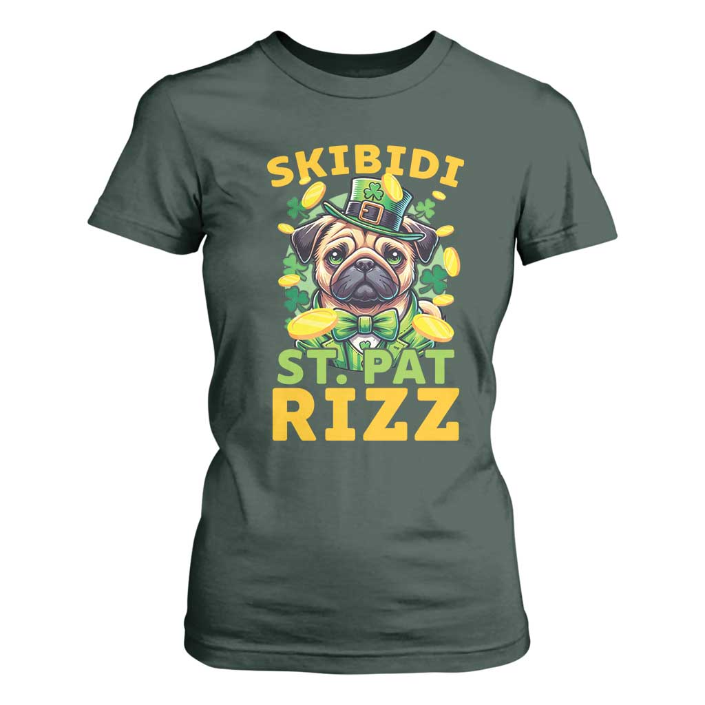 Funny St. Patrick's Day T Shirt For Women Skibidi St. Patrizz Cute Dog Leprechaun TS09 Dark Forest Green Print Your Wear