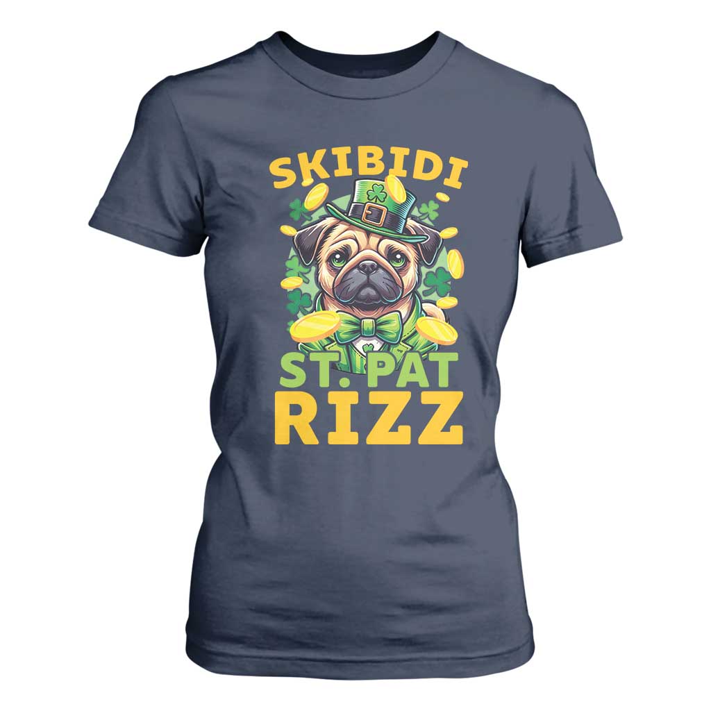 Funny St. Patrick's Day T Shirt For Women Skibidi St. Patrizz Cute Dog Leprechaun TS09 Navy Print Your Wear