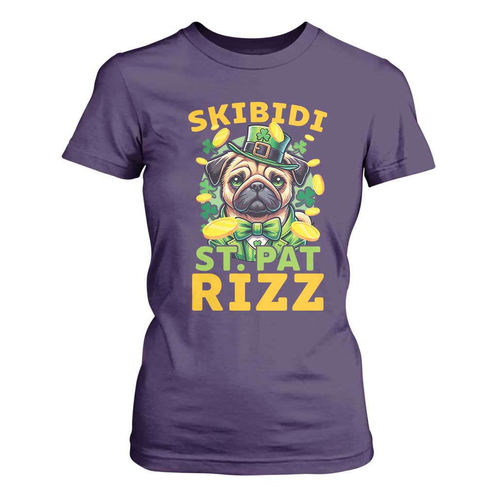Funny St. Patrick's Day T Shirt For Women Skibidi St. Patrizz Cute Dog Leprechaun TS09 Purple Print Your Wear