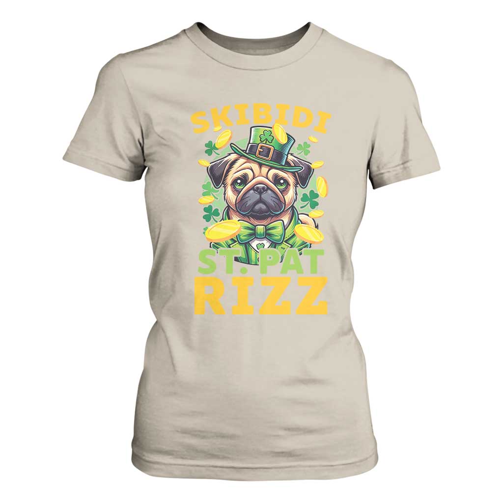 Funny St. Patrick's Day T Shirt For Women Skibidi St. Patrizz Cute Dog Leprechaun TS09 Sand Print Your Wear