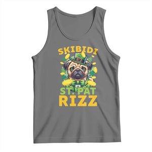 Funny St. Patrick's Day Tank Top Skibidi St. Patrizz Cute Dog Leprechaun TS09 Black Heather Print Your Wear
