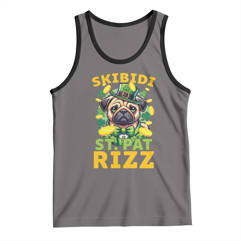 Funny St. Patrick's Day Tank Top Skibidi St. Patrizz Cute Dog Leprechaun TS09 Deep Heather Black Print Your Wear