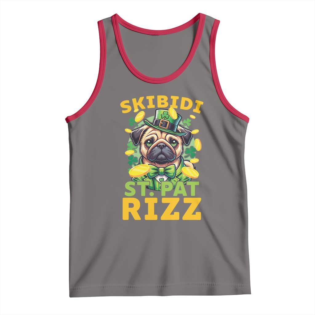 Funny St. Patrick's Day Tank Top Skibidi St. Patrizz Cute Dog Leprechaun TS09 Deep Heather Red Print Your Wear