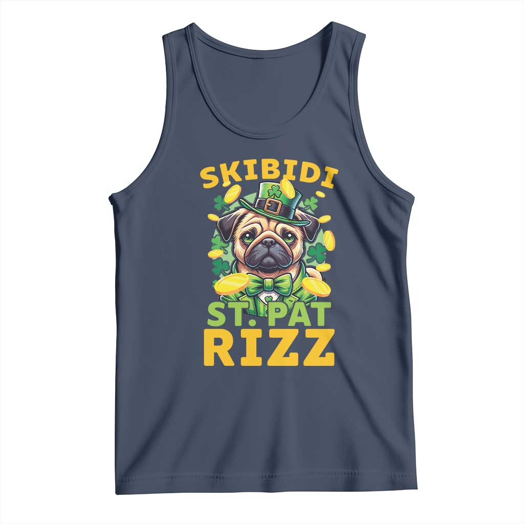Funny St. Patrick's Day Tank Top Skibidi St. Patrizz Cute Dog Leprechaun TS09 Navy Print Your Wear