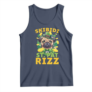 Funny St. Patrick's Day Tank Top Skibidi St. Patrizz Cute Dog Leprechaun TS09 Navy Print Your Wear