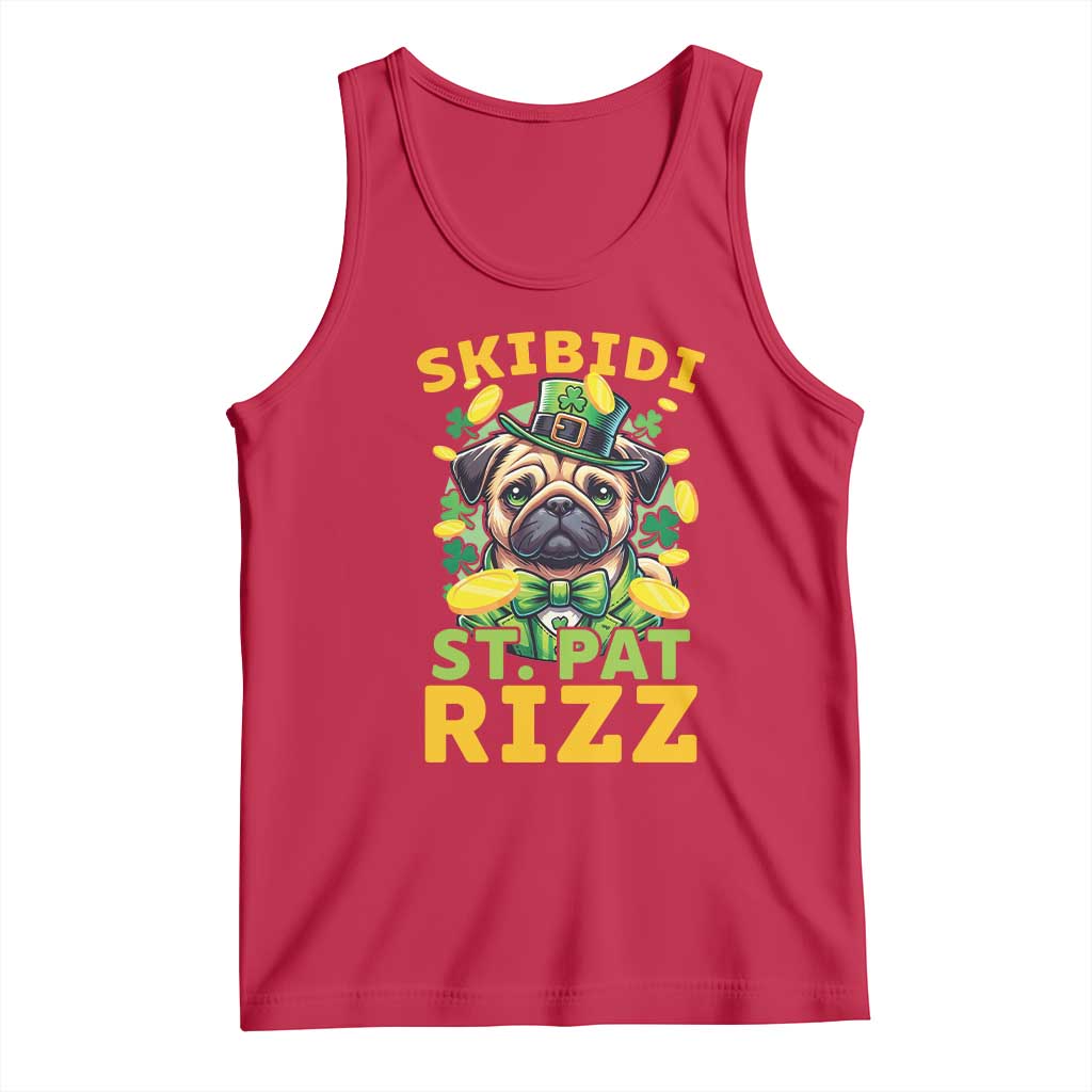 Funny St. Patrick's Day Tank Top Skibidi St. Patrizz Cute Dog Leprechaun TS09 Red Print Your Wear