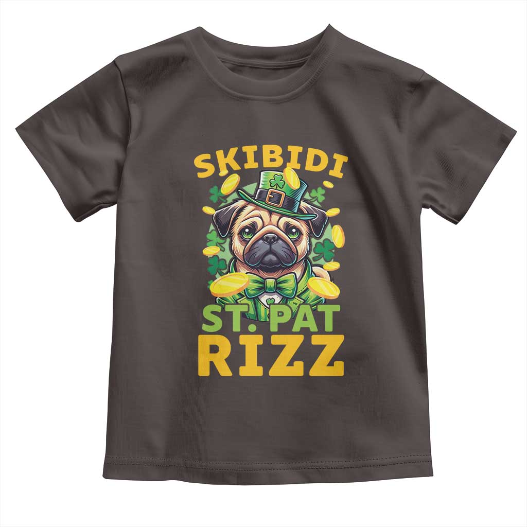 Funny St. Patrick's Day Toddler T Shirt Skibidi St. Patrizz Cute Dog Leprechaun TS09 Dark Chocolate Print Your Wear