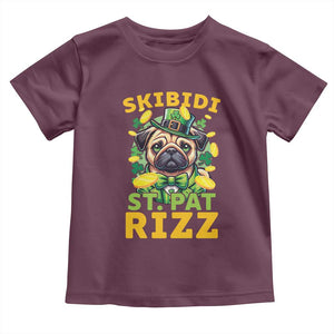 Funny St. Patrick's Day Toddler T Shirt Skibidi St. Patrizz Cute Dog Leprechaun TS09 Maroon Print Your Wear