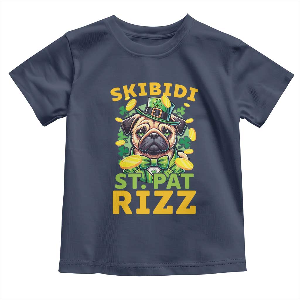 Funny St. Patrick's Day Toddler T Shirt Skibidi St. Patrizz Cute Dog Leprechaun TS09 Navy Print Your Wear