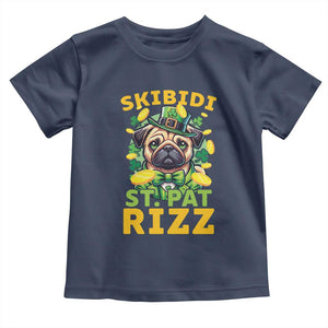 Funny St. Patrick's Day Toddler T Shirt Skibidi St. Patrizz Cute Dog Leprechaun TS09 Navy Print Your Wear