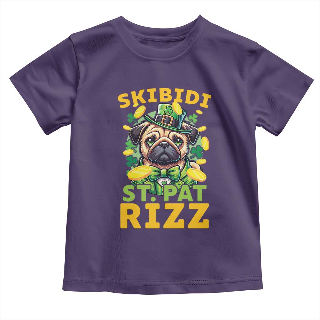Funny St. Patrick's Day Toddler T Shirt Skibidi St. Patrizz Cute Dog Leprechaun TS09 Purple Print Your Wear