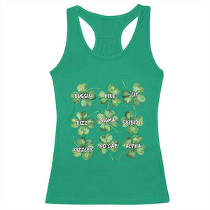 Funny St. Patrick's Day Racerback Tank Top Shamrock Lit Rizz Sigma Skibidi Rizzler No Cap Alpha TS09 Irish Green Print Your Wear