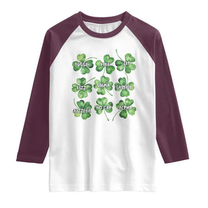 Funny St. Patrick's Day Raglan Shirt Shamrock Lit Rizz Sigma Skibidi Rizzler No Cap Alpha TS09 White Maroon Print Your Wear