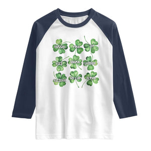 Funny St. Patrick's Day Raglan Shirt Shamrock Lit Rizz Sigma Skibidi Rizzler No Cap Alpha TS09 White Navy Print Your Wear