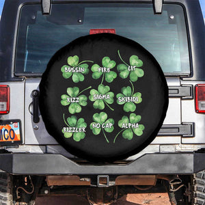 Funny St. Patrick's Day Spare Tire Cover Shamrock Lit Rizz Sigma Skibidi Rizzler No Cap Alpha TS09 No hole Black Print Your Wear