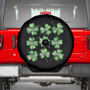 Funny St. Patrick's Day Spare Tire Cover Shamrock Lit Rizz Sigma Skibidi Rizzler No Cap Alpha TS09 Black Print Your Wear