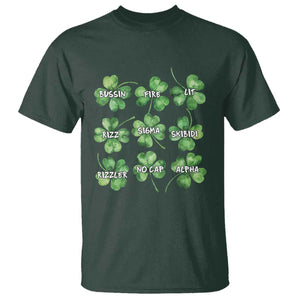 Funny St. Patrick's Day T Shirt Shamrock Lit Rizz Sigma Skibidi Rizzler No Cap Alpha TS09 Dark Forest Green Print Your Wear