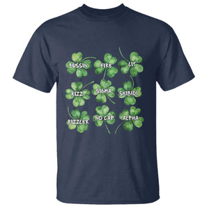 Funny St. Patrick's Day T Shirt Shamrock Lit Rizz Sigma Skibidi Rizzler No Cap Alpha TS09 Navy Print Your Wear