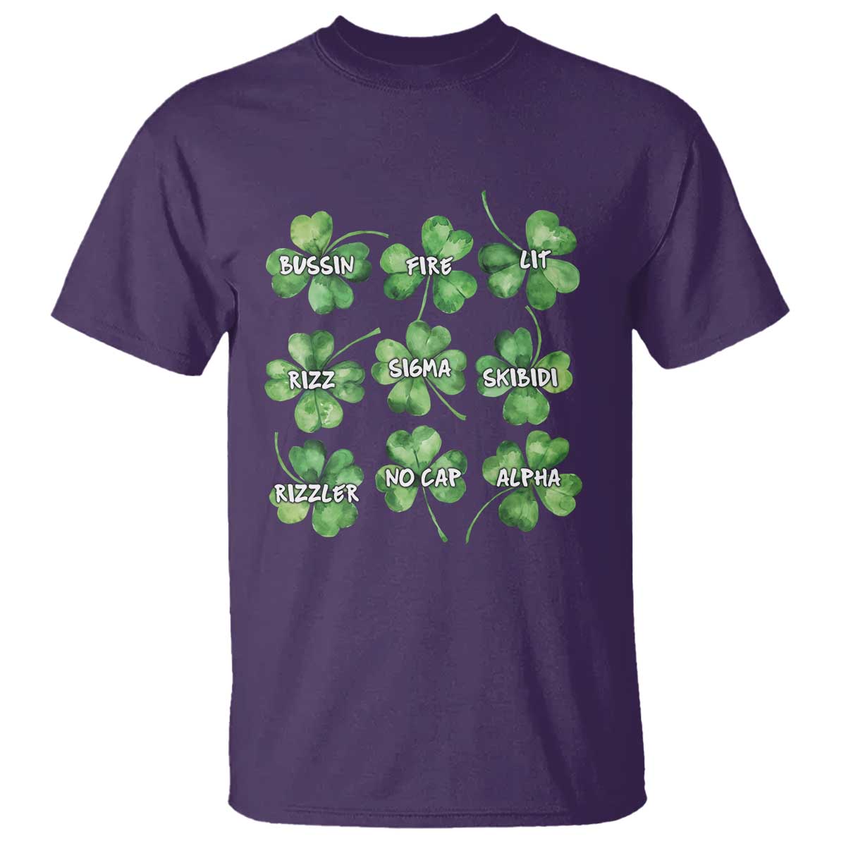 Funny St. Patrick's Day T Shirt Shamrock Lit Rizz Sigma Skibidi Rizzler No Cap Alpha TS09 Purple Print Your Wear