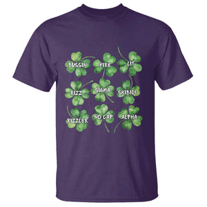 Funny St. Patrick's Day T Shirt Shamrock Lit Rizz Sigma Skibidi Rizzler No Cap Alpha TS09 Purple Print Your Wear