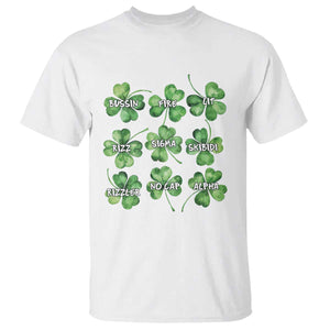 Funny St. Patrick's Day T Shirt Shamrock Lit Rizz Sigma Skibidi Rizzler No Cap Alpha TS09 White Print Your Wear