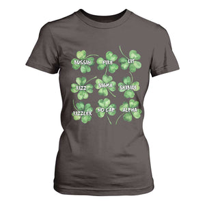 Funny St. Patrick's Day T Shirt For Women Shamrock Lit Rizz Sigma Skibidi Rizzler No Cap Alpha TS09 Dark Chocolate Print Your Wear