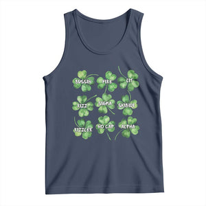Funny St. Patrick's Day Tank Top Shamrock Lit Rizz Sigma Skibidi Rizzler No Cap Alpha TS09 Navy Print Your Wear