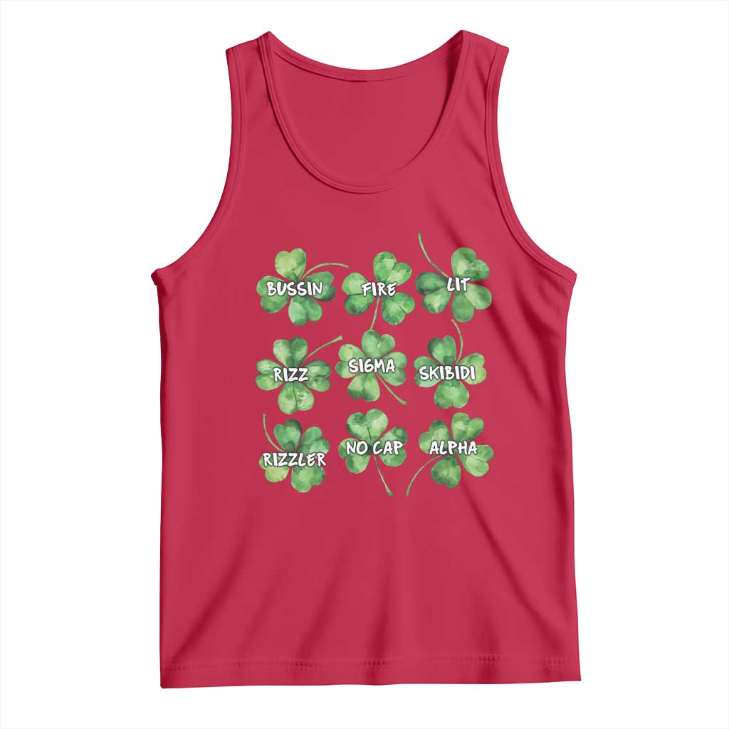 Funny St. Patrick's Day Tank Top Shamrock Lit Rizz Sigma Skibidi Rizzler No Cap Alpha TS09 Red Print Your Wear