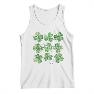 Funny St. Patrick's Day Tank Top Shamrock Lit Rizz Sigma Skibidi Rizzler No Cap Alpha TS09 White Print Your Wear