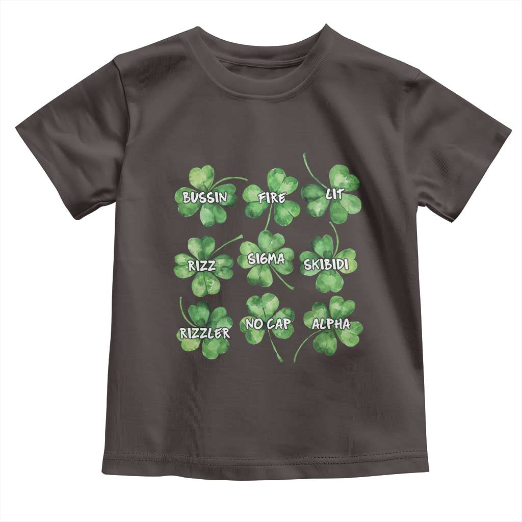 Funny St. Patrick's Day Toddler T Shirt Shamrock Lit Rizz Sigma Skibidi Rizzler No Cap Alpha TS09 Dark Chocolate Print Your Wear