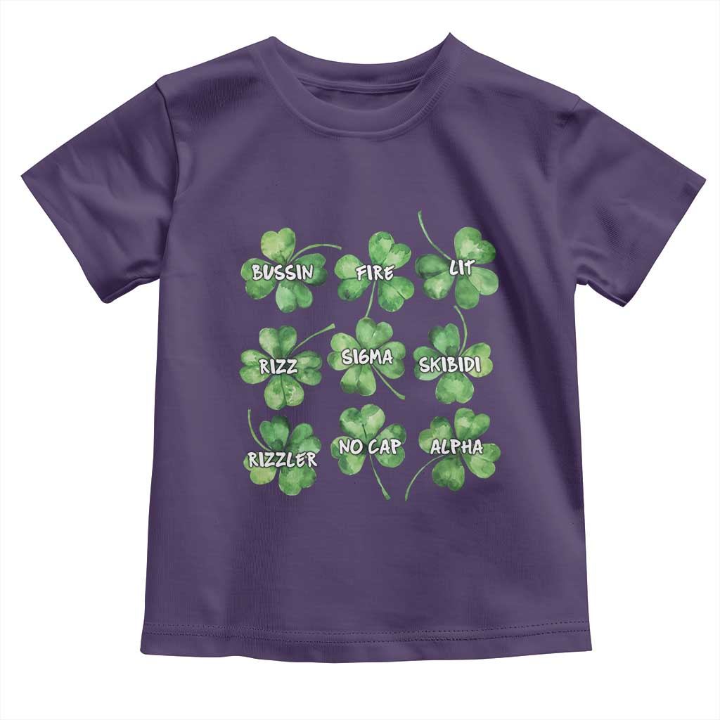 Funny St. Patrick's Day Toddler T Shirt Shamrock Lit Rizz Sigma Skibidi Rizzler No Cap Alpha TS09 Purple Print Your Wear