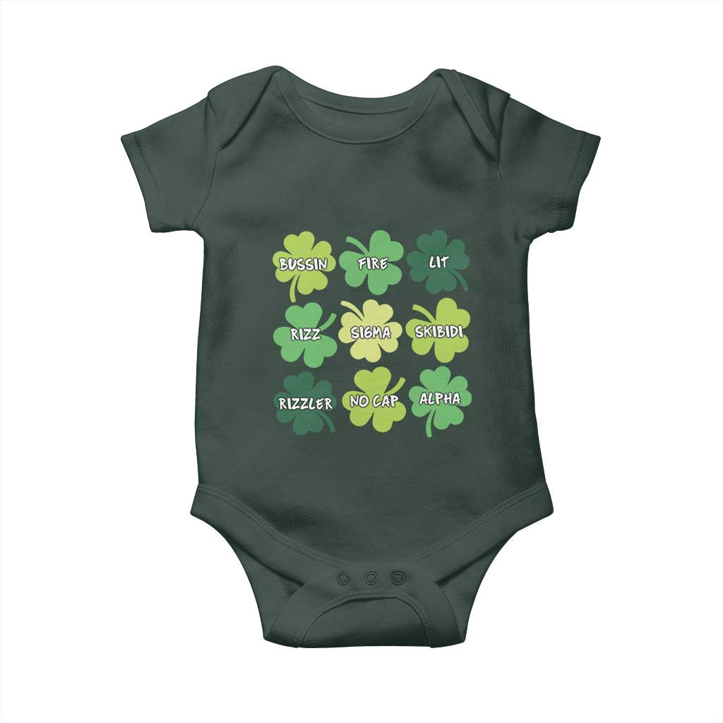 Funny St. Patrick's Day Baby Onesie Lit Rizz Sigma Skibidi Rizzler No Cap Alpha TS09 Print Your Wear