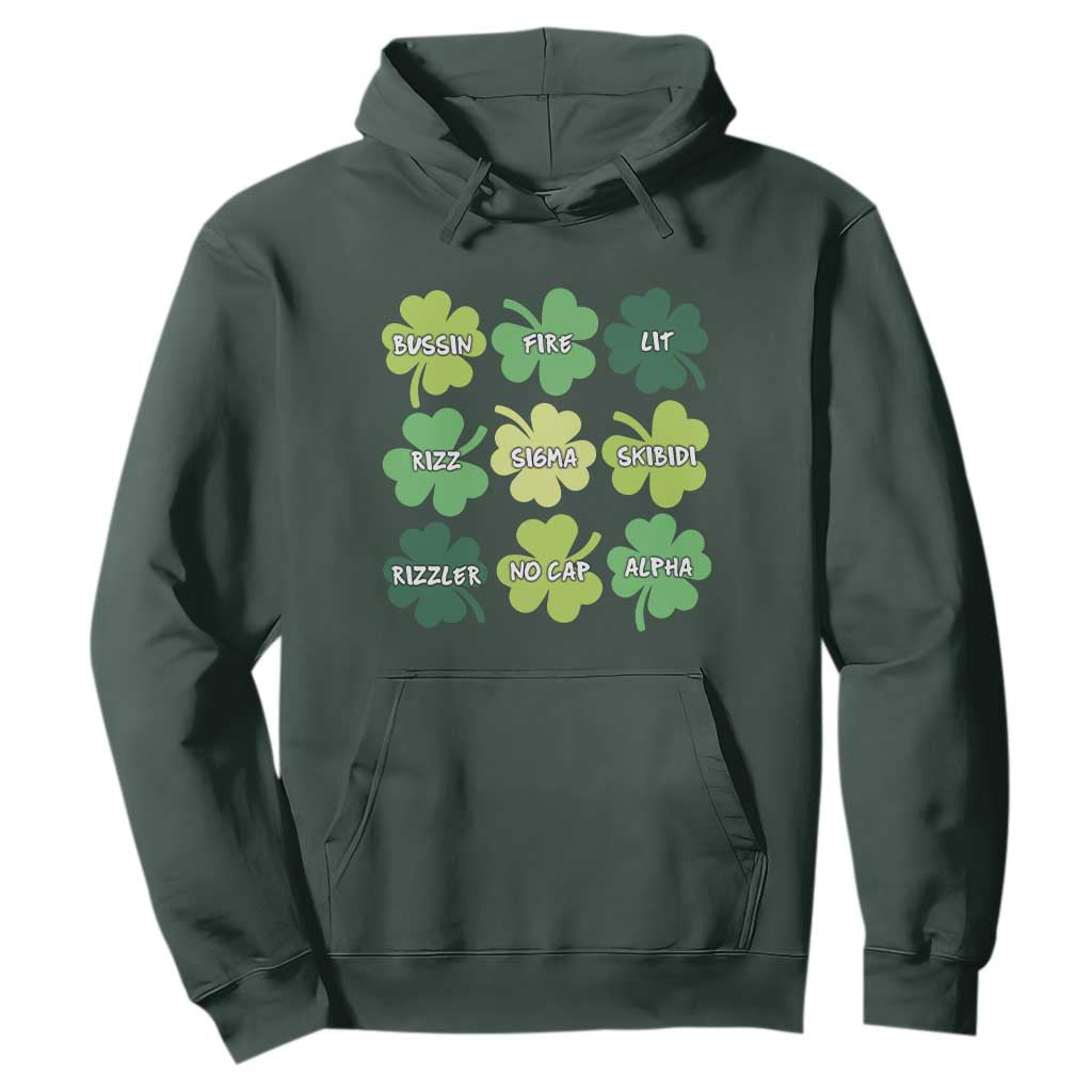 Funny St. Patrick's Day Hoodie Lit Rizz Sigma Skibidi Rizzler No Cap Alpha TS09 Dark Forest Green Print Your Wear