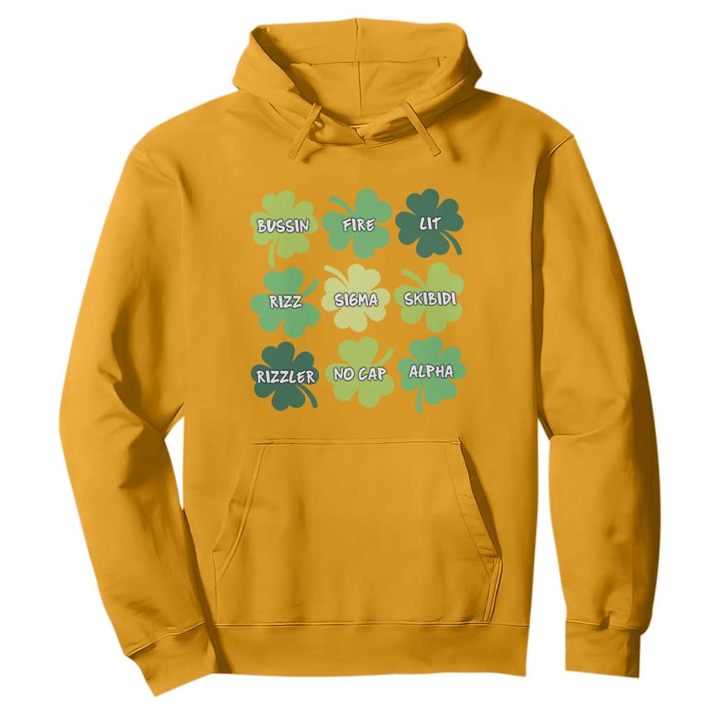 Funny St. Patrick's Day Hoodie Lit Rizz Sigma Skibidi Rizzler No Cap Alpha TS09 Gold Print Your Wear