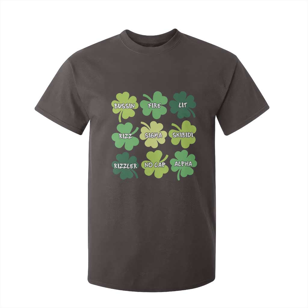 Funny St. Patrick's Day T Shirt For Kid Lit Rizz Sigma Skibidi Rizzler No Cap Alpha TS09 Dark Chocolate Print Your Wear
