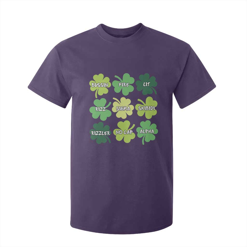 Funny St. Patrick's Day T Shirt For Kid Lit Rizz Sigma Skibidi Rizzler No Cap Alpha TS09 Purple Print Your Wear