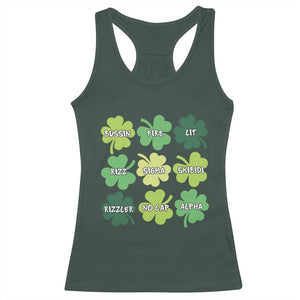 Funny St. Patrick's Day Racerback Tank Top Lit Rizz Sigma Skibidi Rizzler No Cap Alpha TS09 Dark Forest Green Print Your Wear