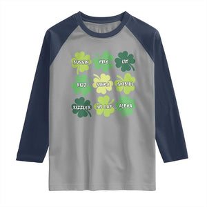 Funny St. Patrick's Day Raglan Shirt Lit Rizz Sigma Skibidi Rizzler No Cap Alpha TS09 Sport Gray Navy Print Your Wear