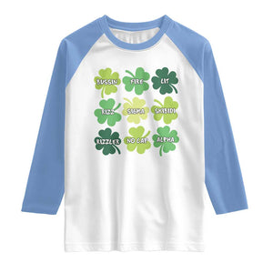 Funny St. Patrick's Day Raglan Shirt Lit Rizz Sigma Skibidi Rizzler No Cap Alpha TS09 White Carolina Blue Print Your Wear