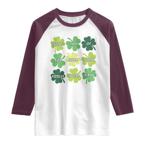 Funny St. Patrick's Day Raglan Shirt Lit Rizz Sigma Skibidi Rizzler No Cap Alpha TS09 White Maroon Print Your Wear
