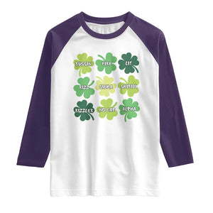 Funny St. Patrick's Day Raglan Shirt Lit Rizz Sigma Skibidi Rizzler No Cap Alpha TS09 White Purple Print Your Wear
