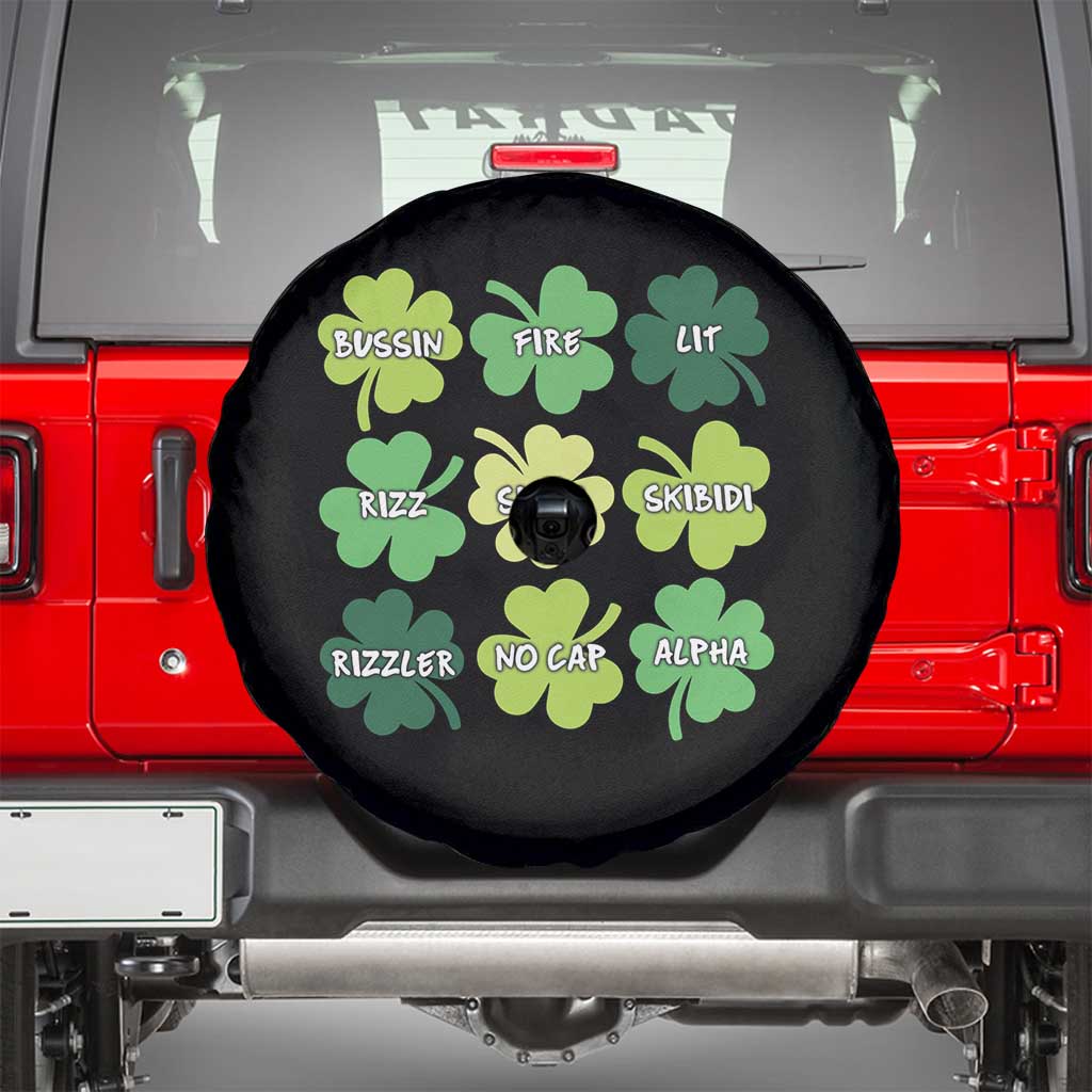 Funny St. Patrick's Day Spare Tire Cover Lit Rizz Sigma Skibidi Rizzler No Cap Alpha TS09 Black Print Your Wear