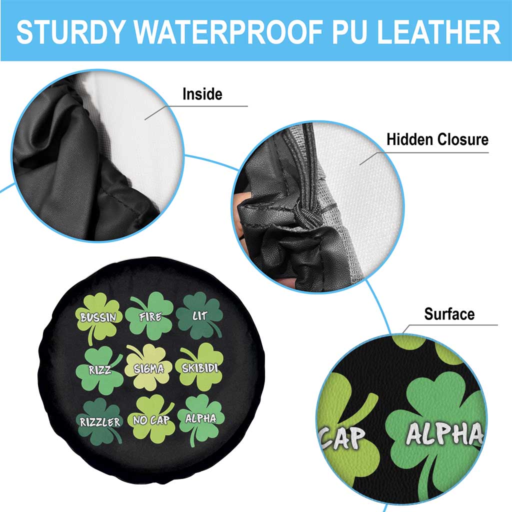 Funny St. Patrick's Day Spare Tire Cover Lit Rizz Sigma Skibidi Rizzler No Cap Alpha TS09 Print Your Wear