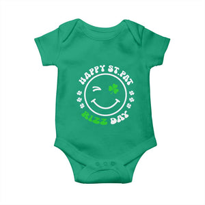 Funny St. Patrick's Day Baby Onesie Happy St Pat Rizz Day Shamrock Lucky Face TS09 Irish Green Print Your Wear
