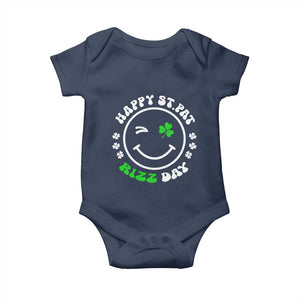 Funny St. Patrick's Day Baby Onesie Happy St Pat Rizz Day Shamrock Lucky Face TS09 Navy Print Your Wear